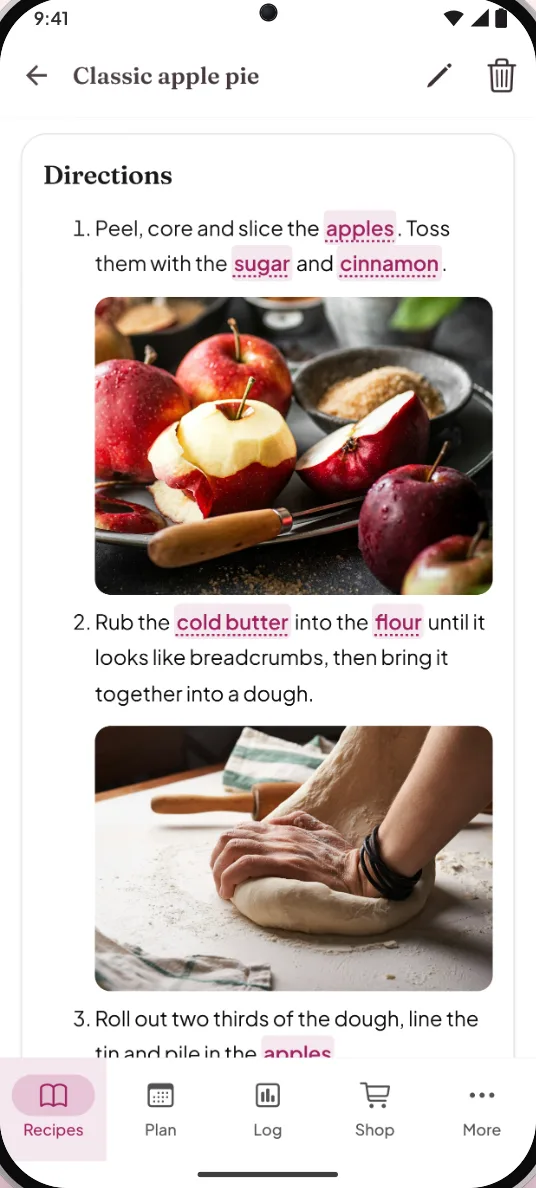 An imported apple pie recipe with a photo for every step